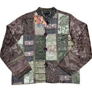 NWT Retro Patchwork Blazer Tapestry Multicolor Embroidered Boho Hippie